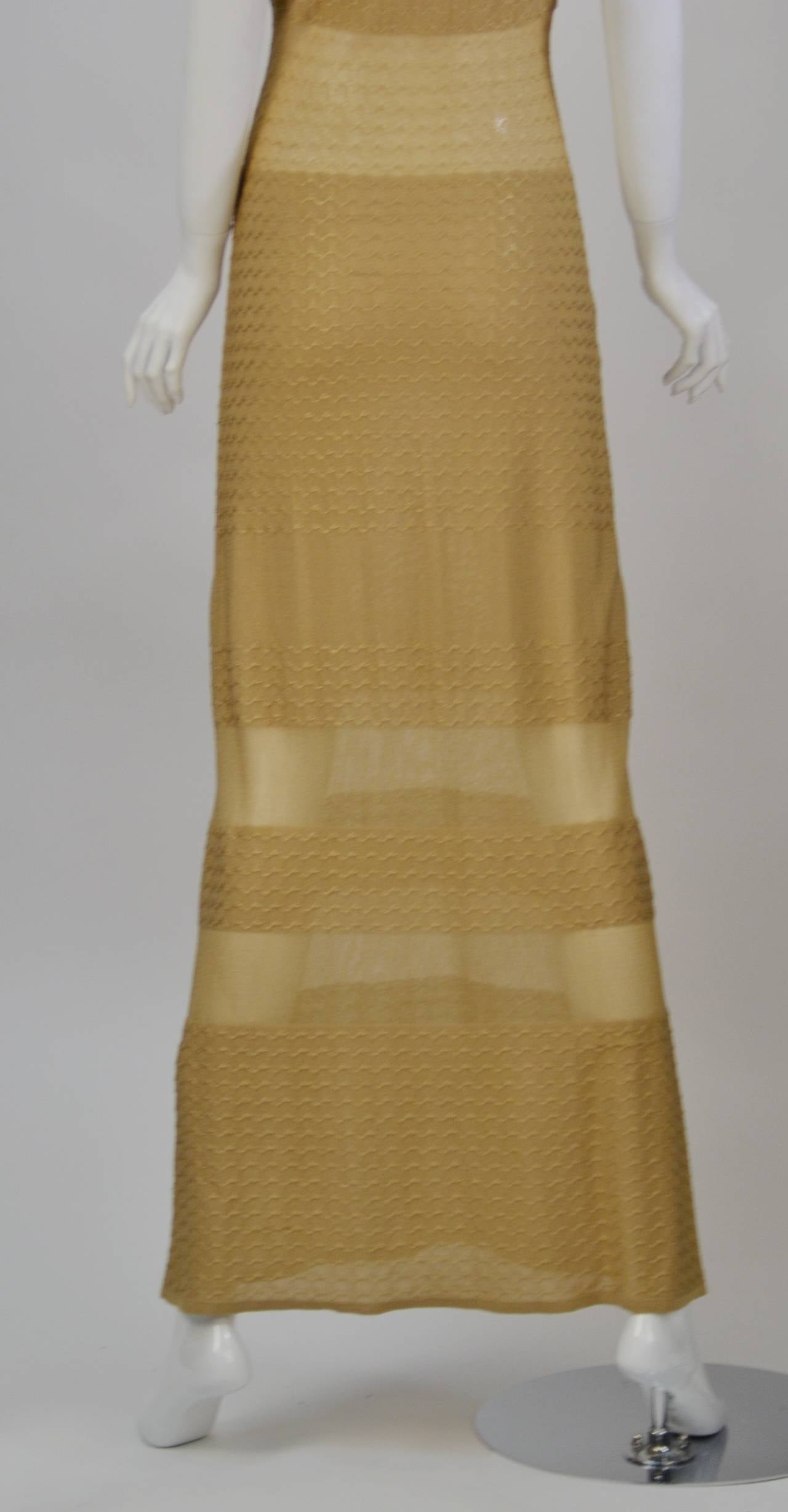 1980s Fendi Gold Sheer Panel Dress In Excellent Condition In Houston, TX