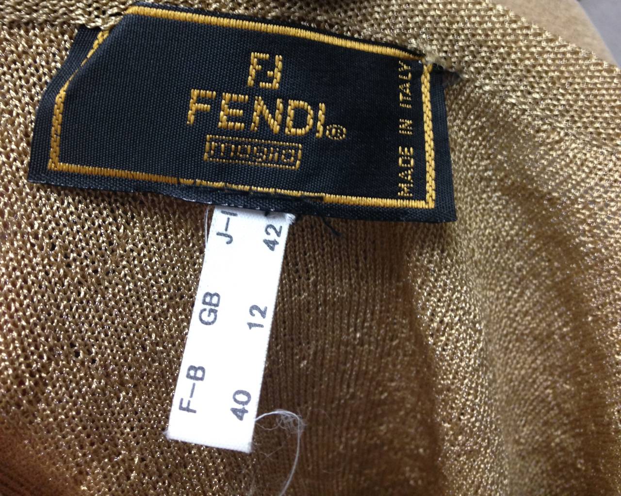 1980s Fendi Gold Sheer Panel Dress 1