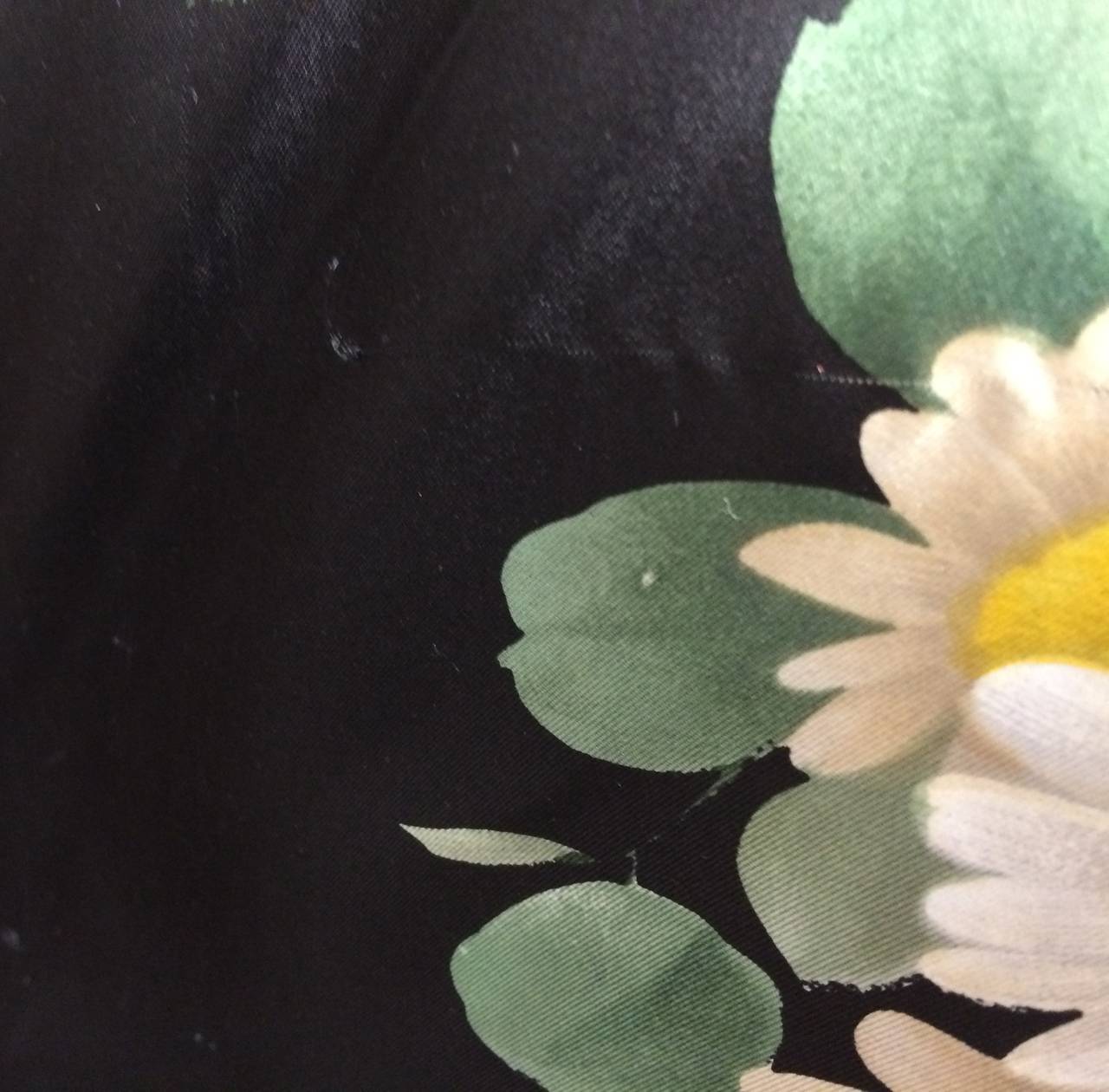 1980s Pauline Trigere Black Floral Off the Shoulder Silk Dress