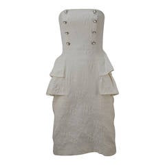 Vintage 1985 Victor Costa Textured Cotton Strapless Dress