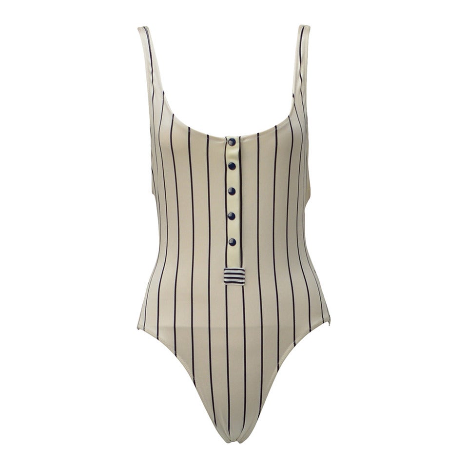 NWT -- Late 80
s Gottex Baseball Stripe Swimsuit