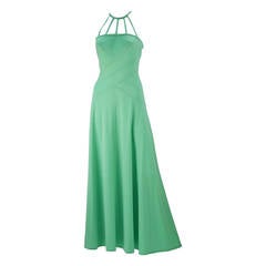 1970s Gillian Paul Mint Green Caged Strap Dress 7