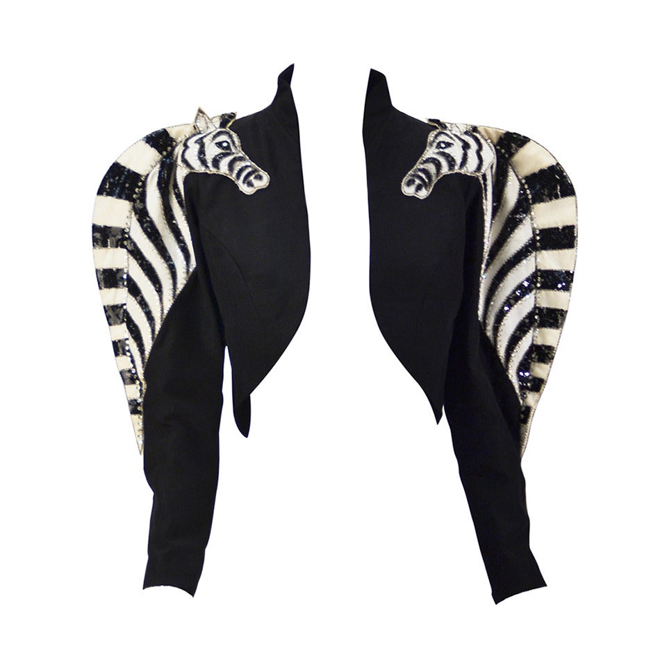 Extremely Rare 1970's Bob Mackie Sequined Zebra Bolero