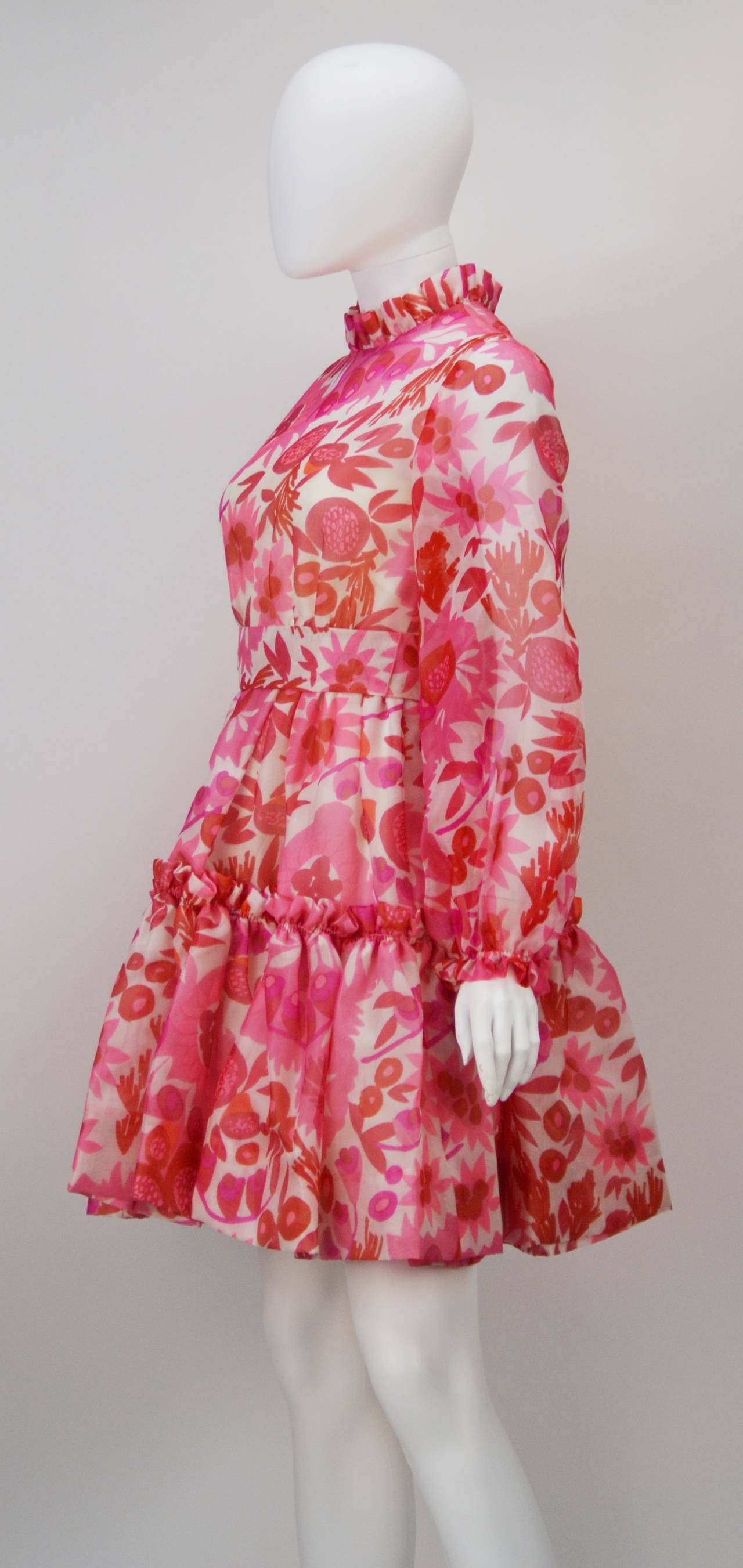 Vivid Minikleid von Mollie Parnis, 1960er Jahre (Pink)