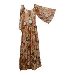 Vintage Richilene Chiffon Floral Print Maxi Dress, 1970s
