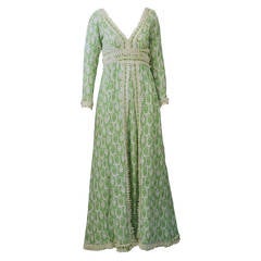 1970s Lillie Rubin Green and White Lace Dress 2
