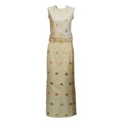 Vintage 1960s Asian Inspired Silk and Gold Motif Ensemble