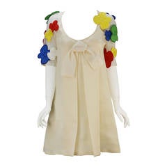 1980s Balenciaga Le Dix Mod Inspired Cream Mini Dress