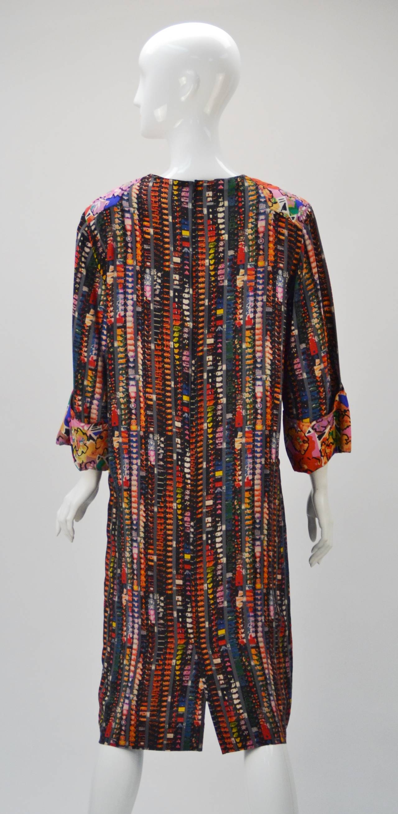 1980s Fendi Silk Multi Color Shift Dress In Excellent Condition In Houston, TX