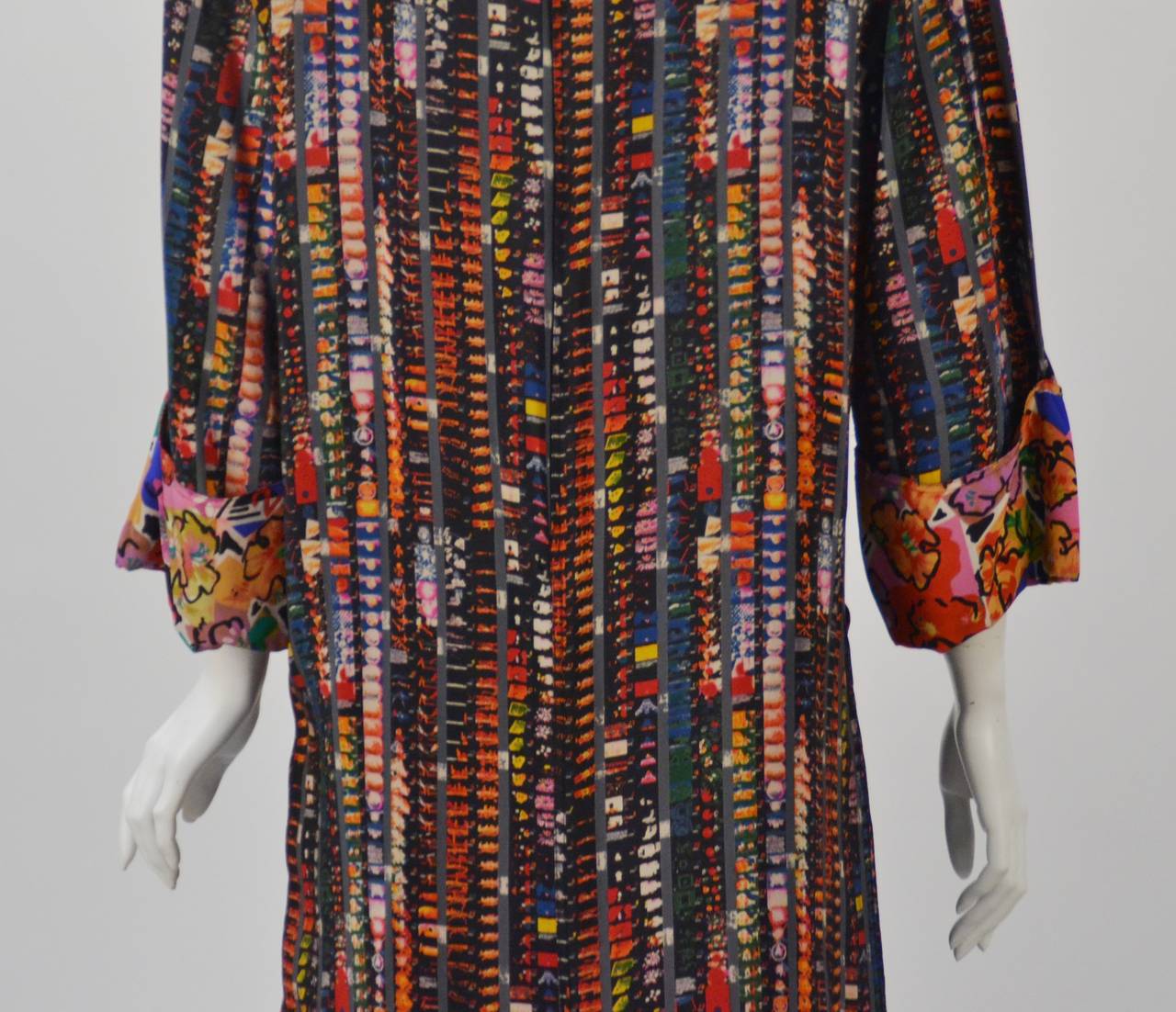 Women's 1980s Fendi Silk Multi Color Shift Dress
