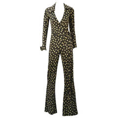 1970er Diane von Furstenberg Polka Dot Wrap Around Jumpsuit