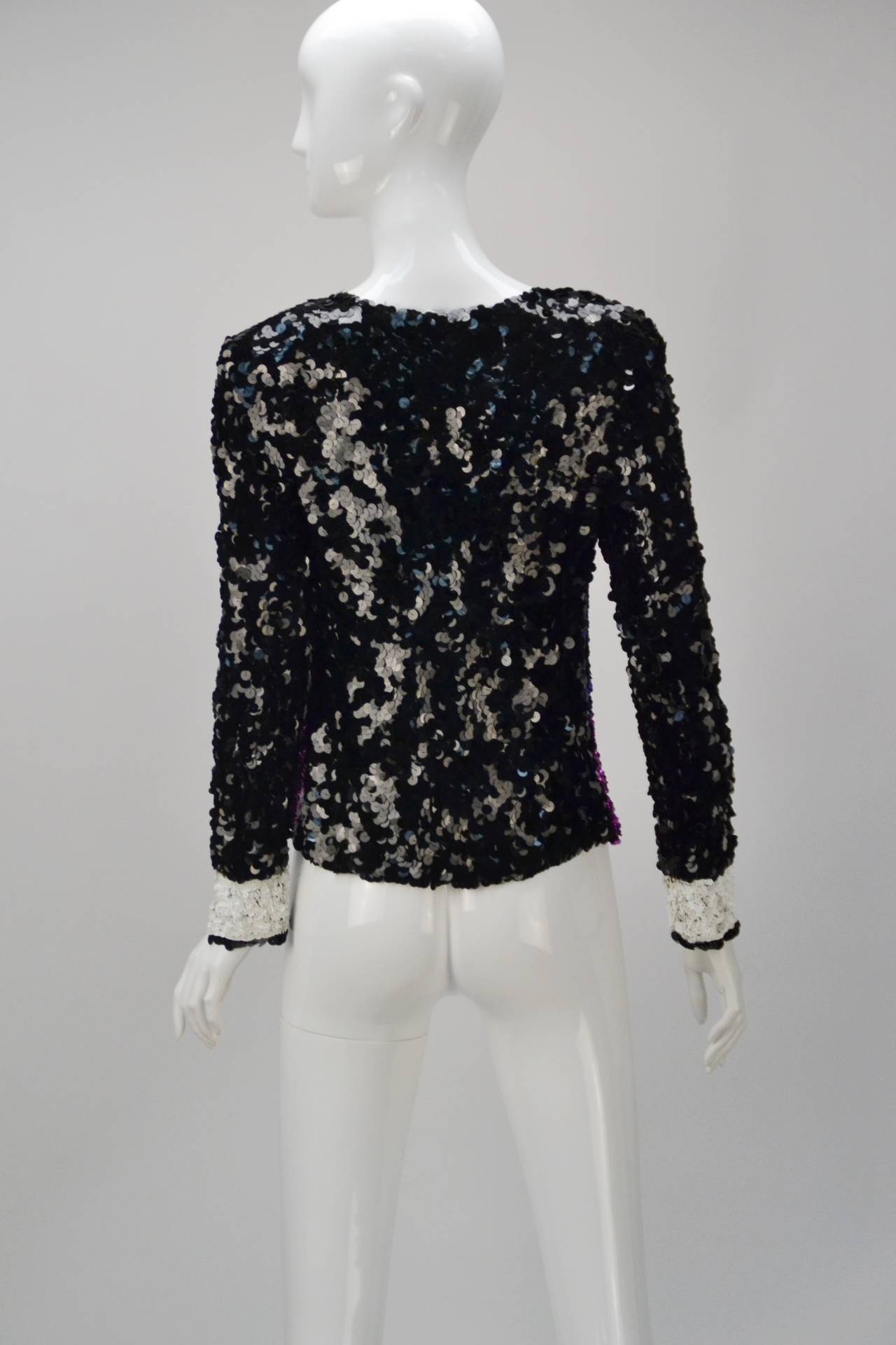 Black 1980s Sonia Rykiel Couture Multi Color Sequin Jacket For Sale