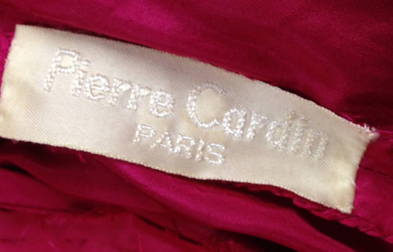 1980s Pierre Cardin Haute Couture Fuschia Ruffled Evening Gown 2