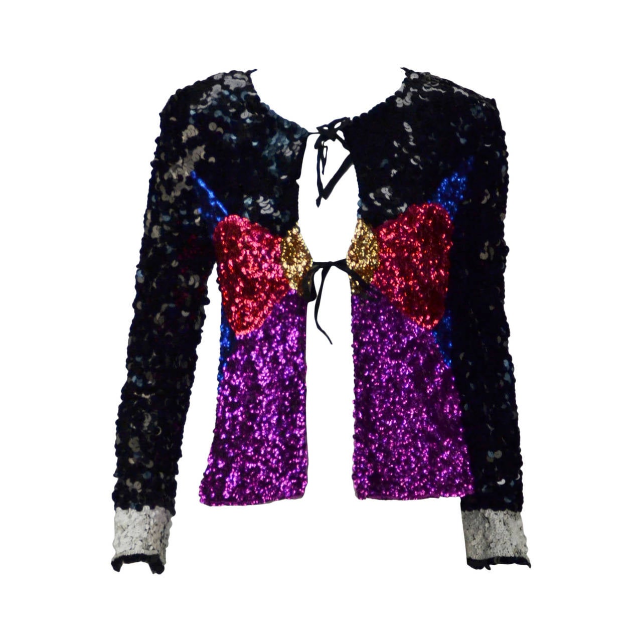 1980s Sonia Rykiel Couture Multi Color Sequin Jacket For Sale