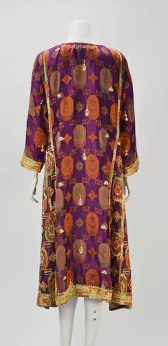 1970s Indian Multi Color Embroidered Kaftan Ensemble