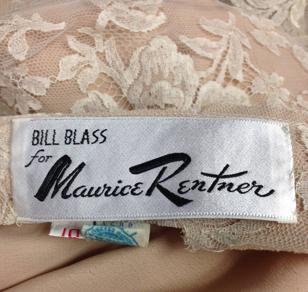 Women's 1960s Bill Blass for Maurice Rentner Ivory Chantilly Lace Ruffle Dress