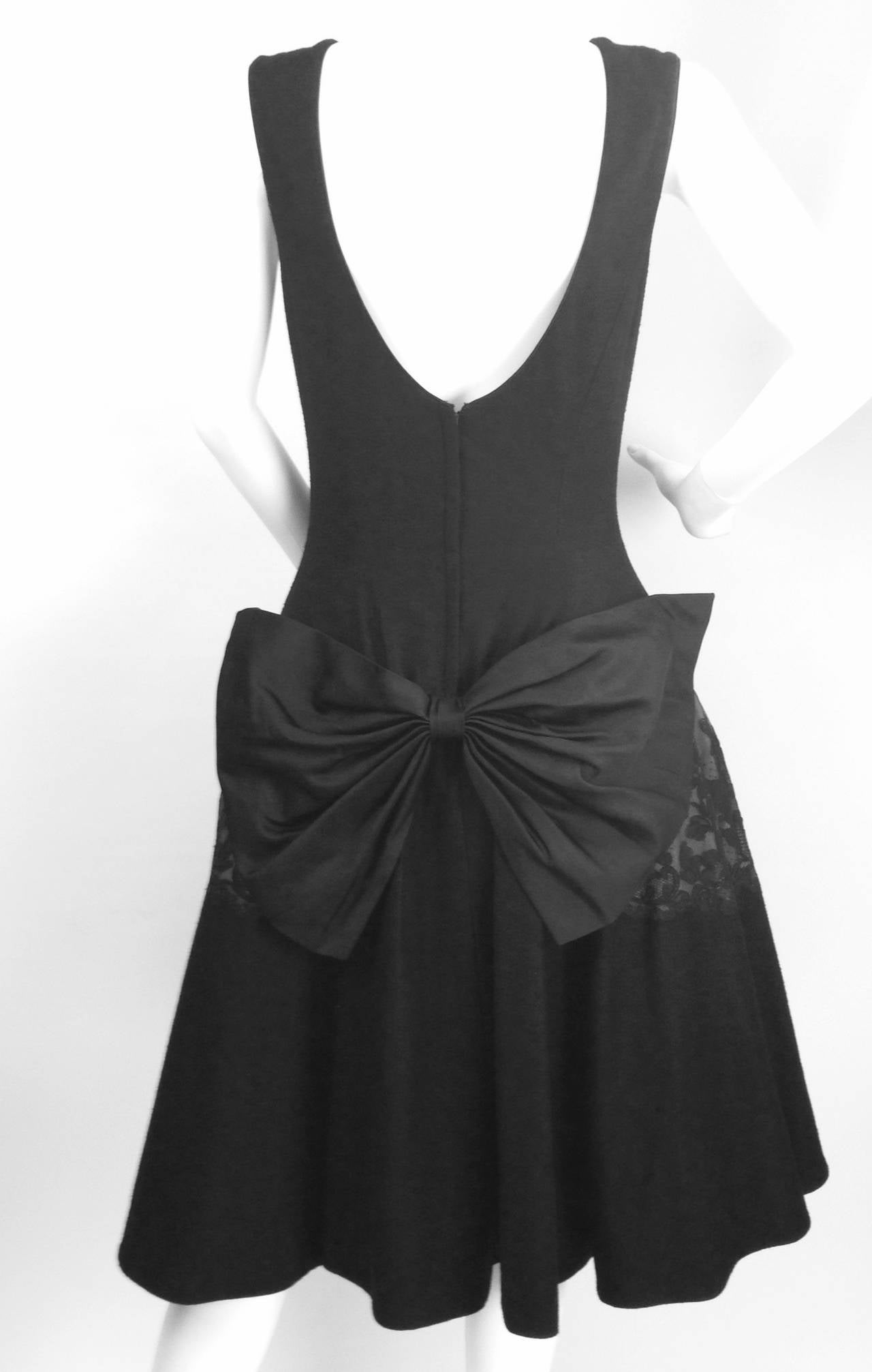 1950s Mr. Blackwell Black Wool Dress
