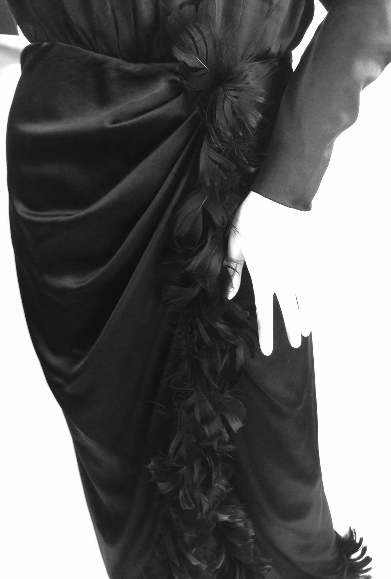 Gray Givenchy Black Silk Gown, 1970s 