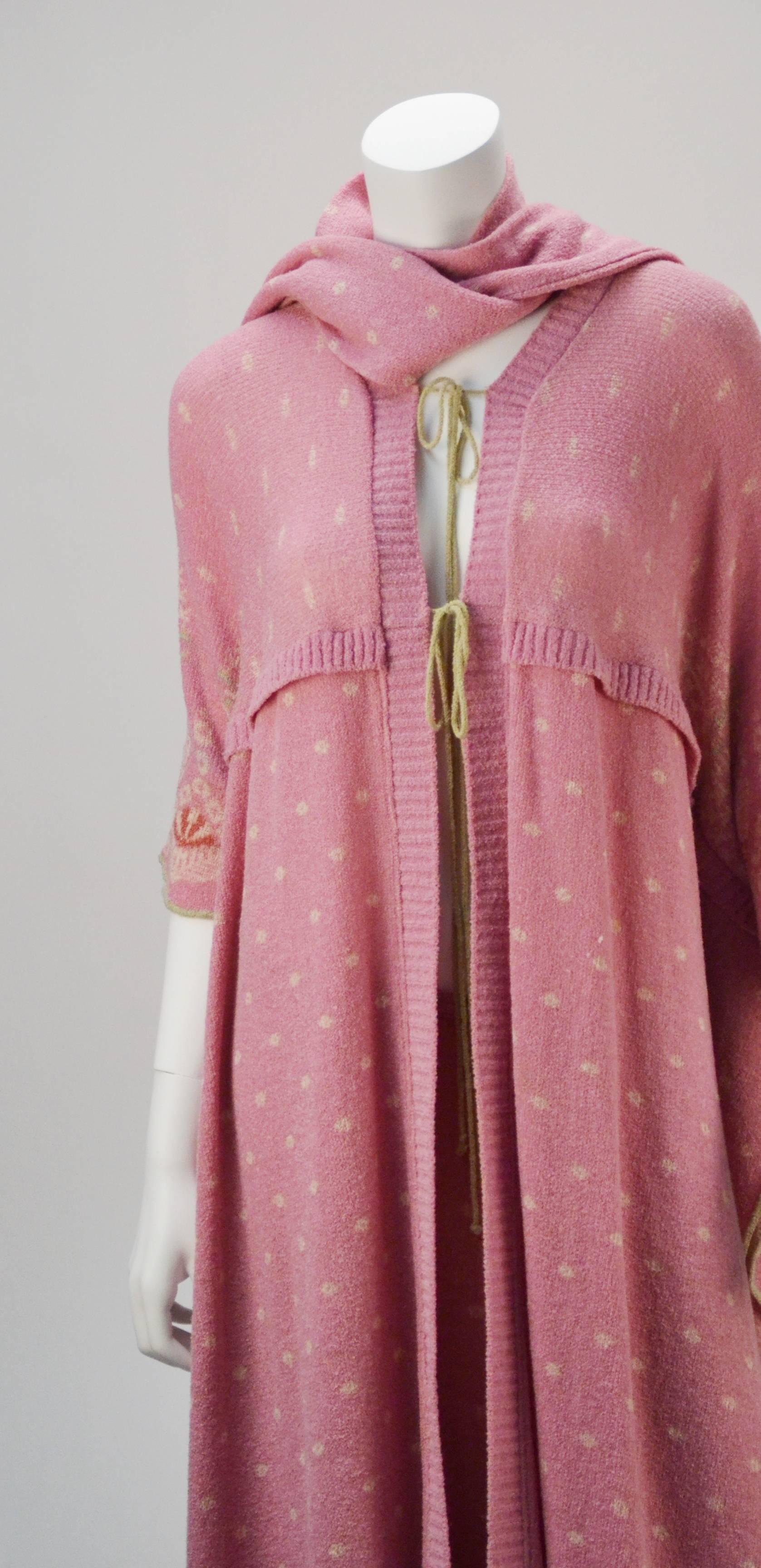 Bill Gibb Pink Three Piece Knit Ensemble, 1975  In Good Condition For Sale In Houston, TX