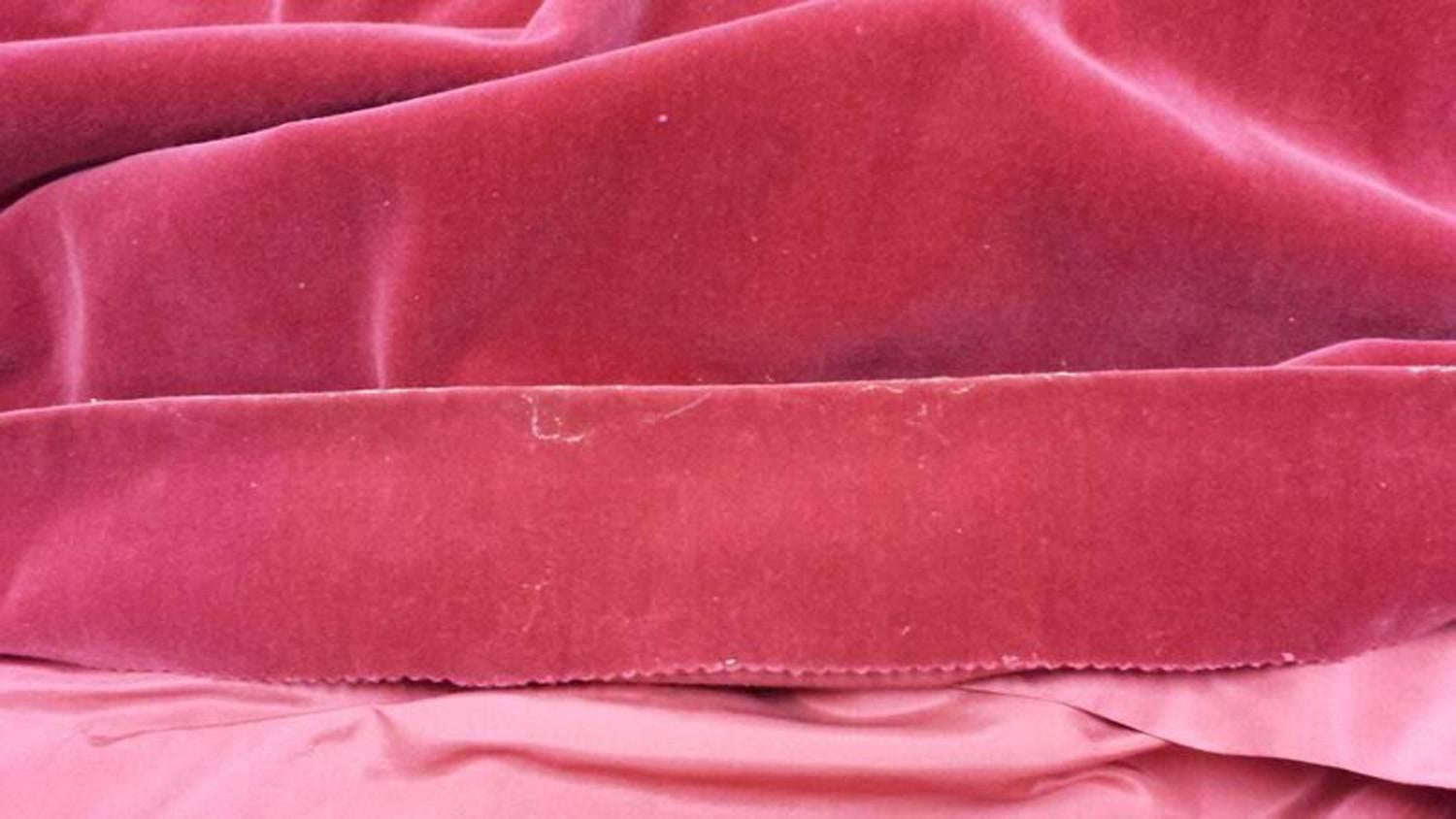 Women's 1950s YSL for Christian Dior Red Velvet Button Front Dress