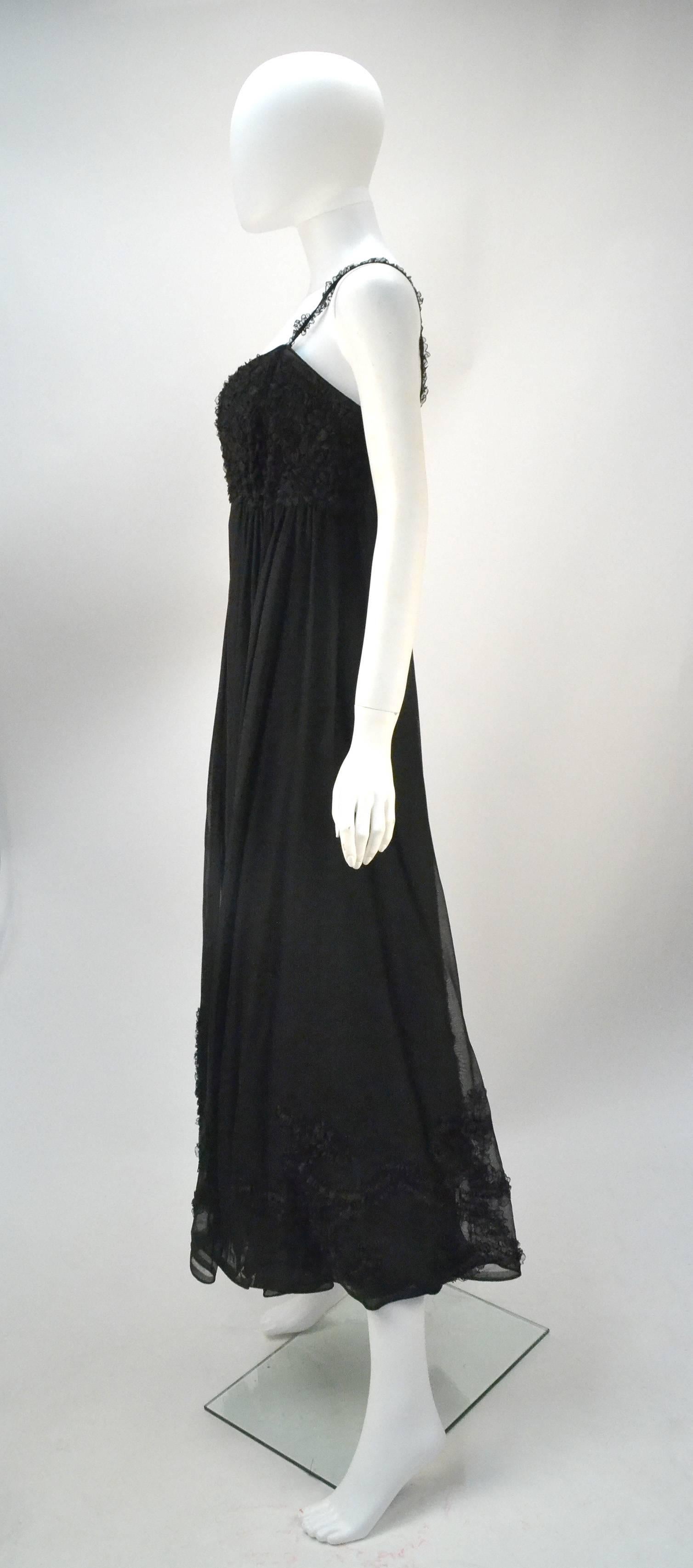1960s Mr. Blackwell Custom Black Cocktail Dress with Trim  In Good Condition For Sale In Houston, TX