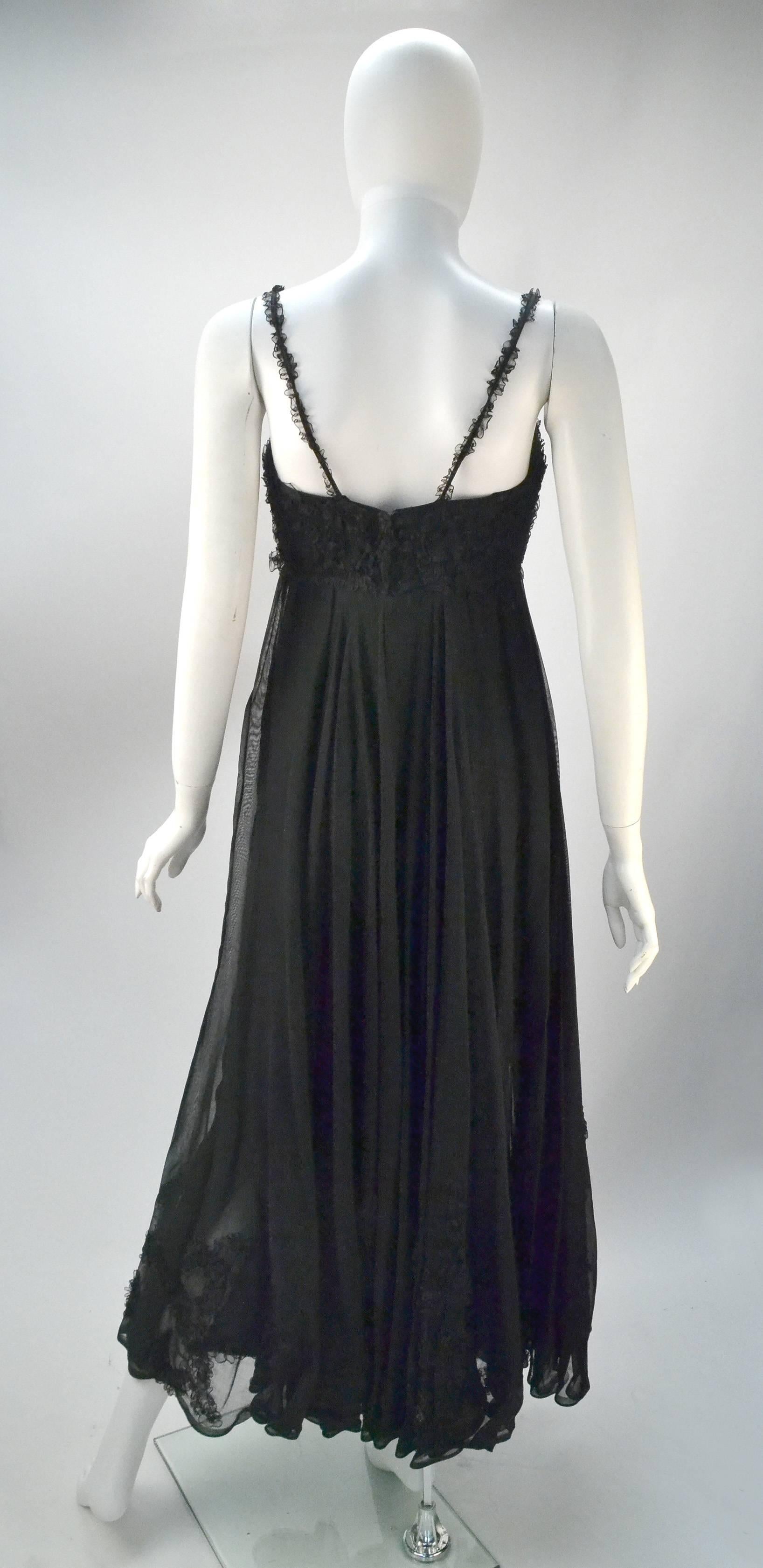 Women's 1960s Mr. Blackwell Custom Black Cocktail Dress with Trim  For Sale