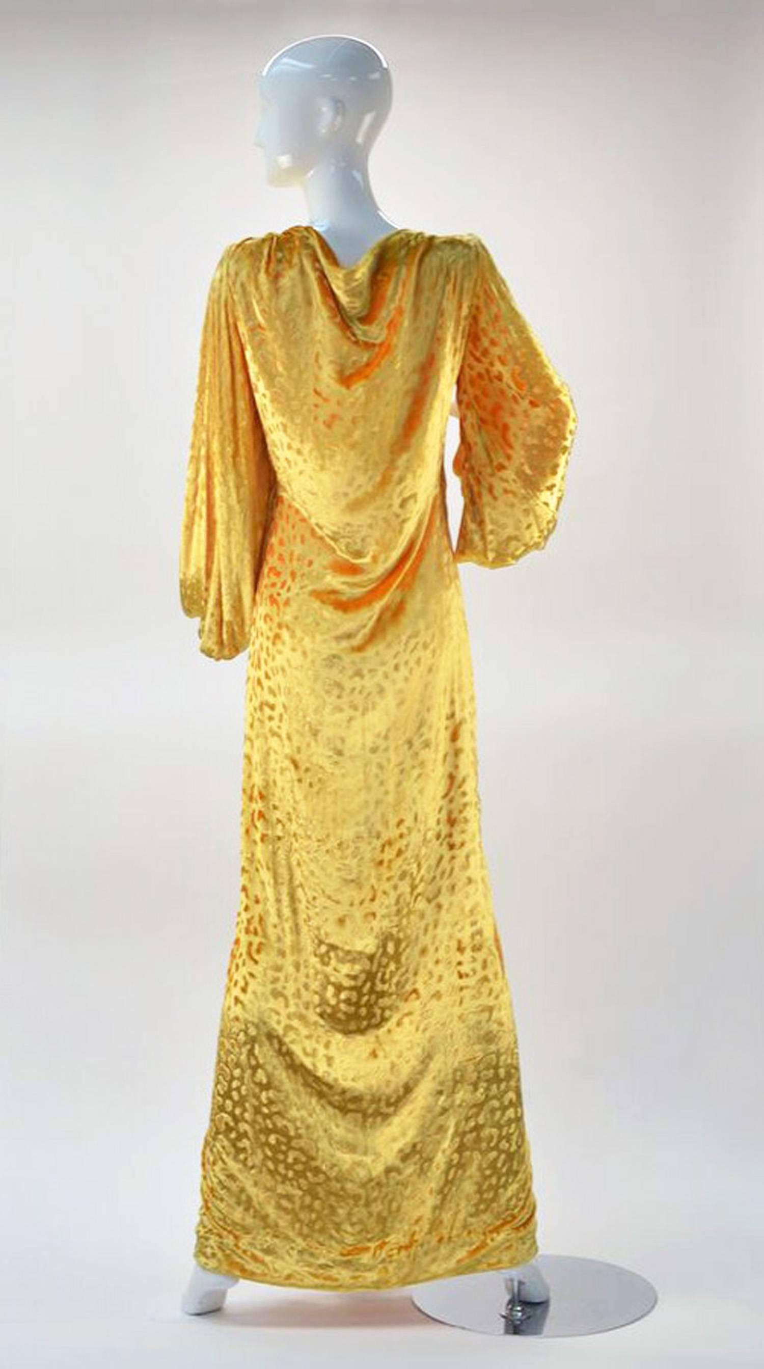Women's 1980s Renato Balestra Attr. Goldenrod Ruched Velvet Gown