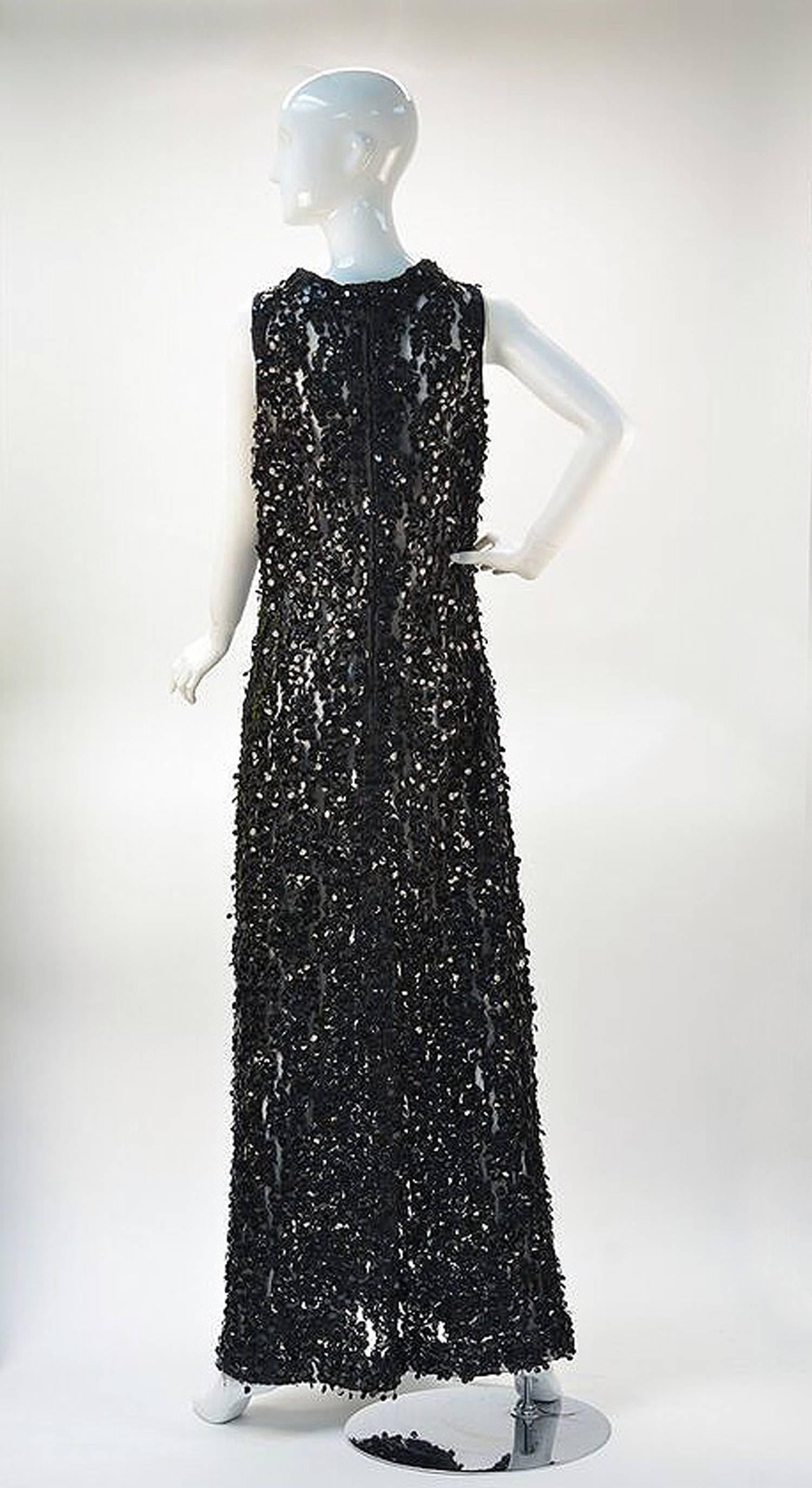 1960s Mignon Black Sequin Dress  In Good Condition In Houston, TX