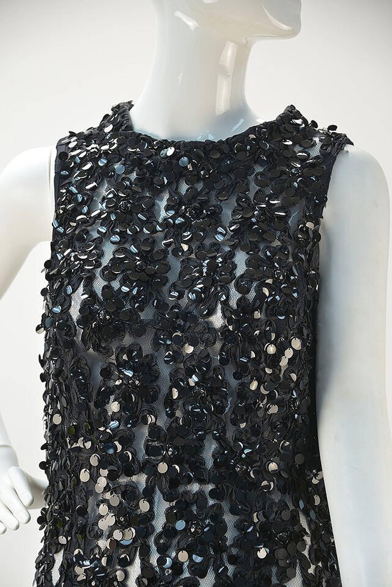 Women's 1960s Mignon Black Sequin Dress 