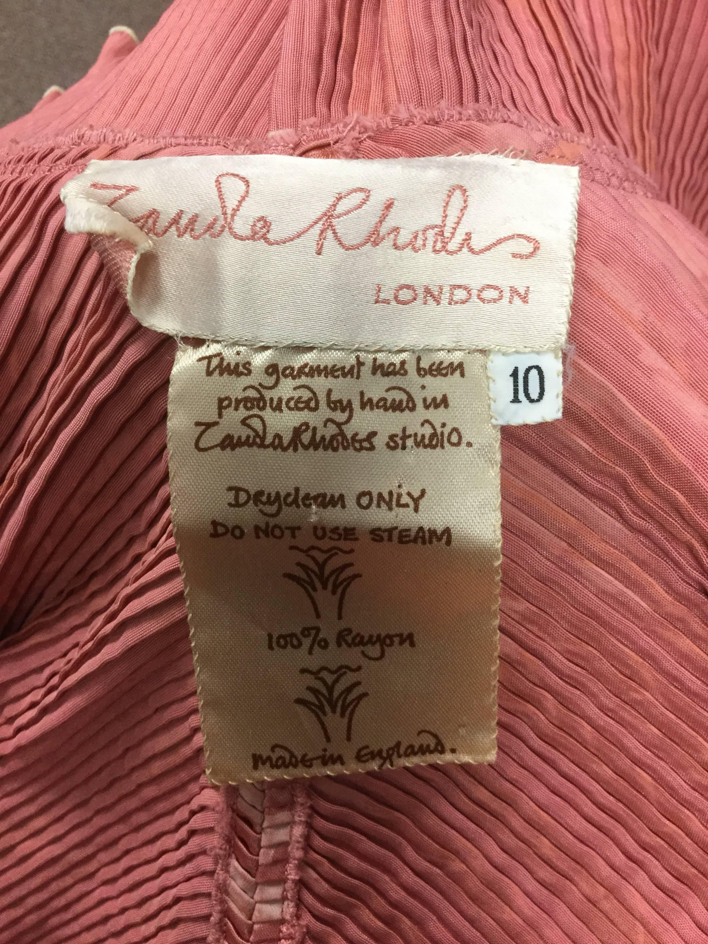 1970s Zandra Rhodes Hand Made Pleated Feather Print Jacket 3