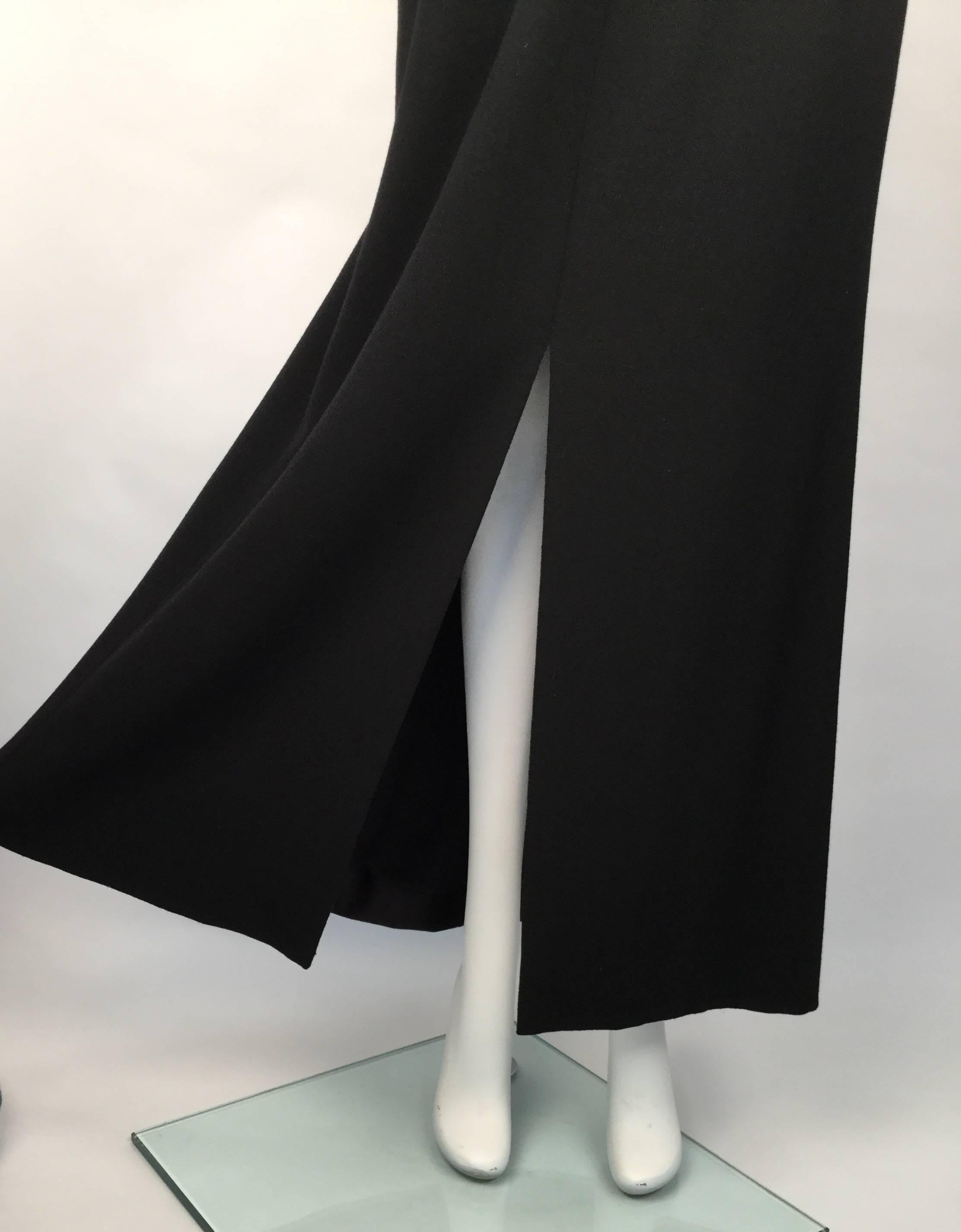 1970s Chanel Black Strapless Wool Crepe & Silk Satin Dress 16 For Sale 1