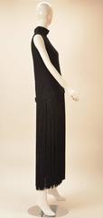 1960s Adele Simpson Black Crepe Fringe Dress