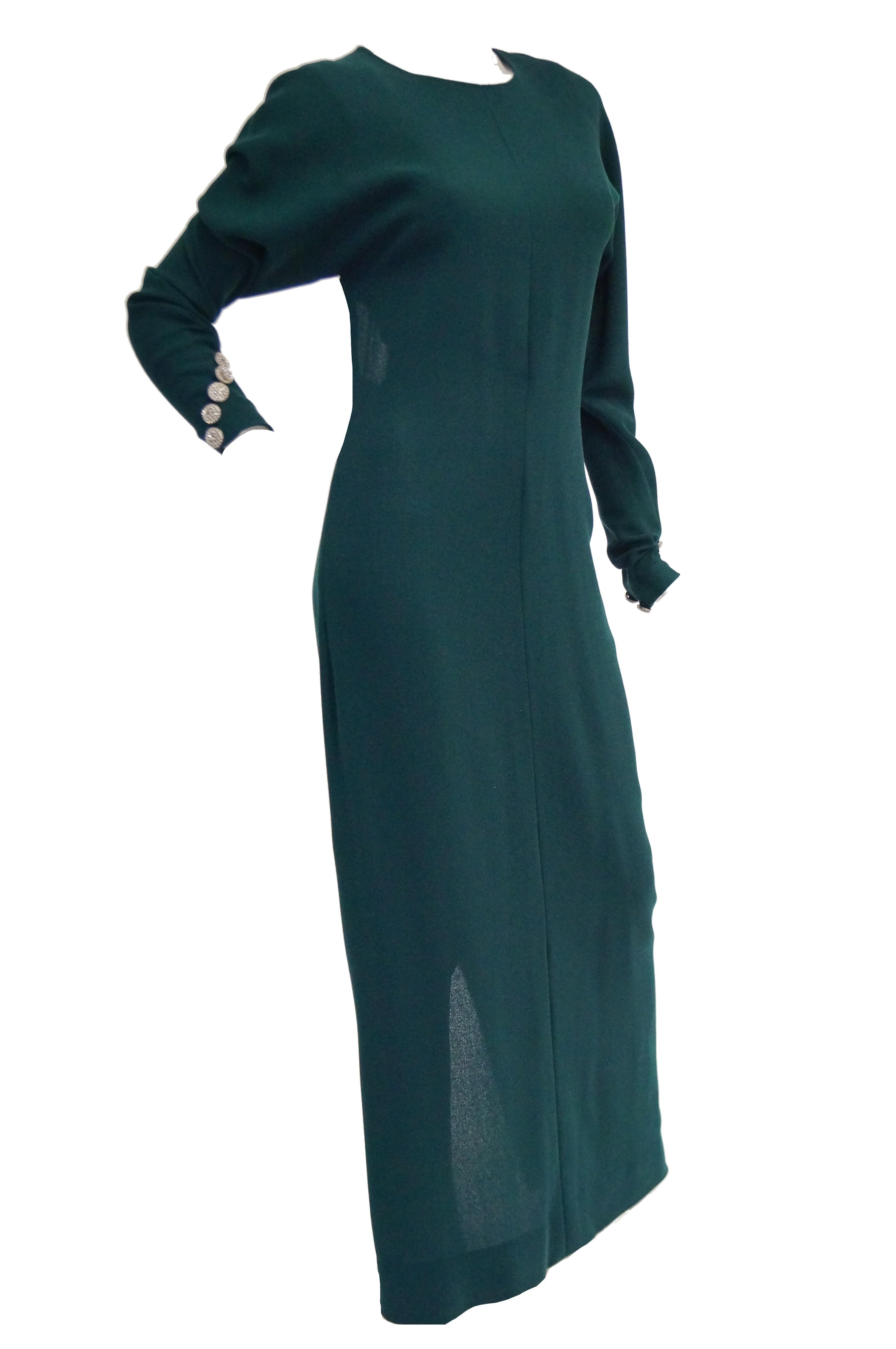 1980s Galanos Backless Green Dress 4