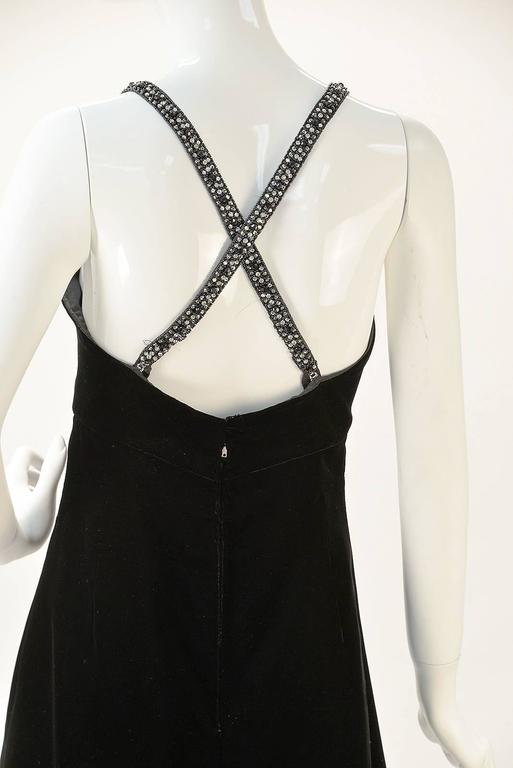 1960s Black Velvet and Rhinestone Halter Dress at 1stDibs