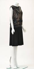 Striking 1960s Malcolm Starr Hand Sewn Beaded Black Crepe Evening Dress