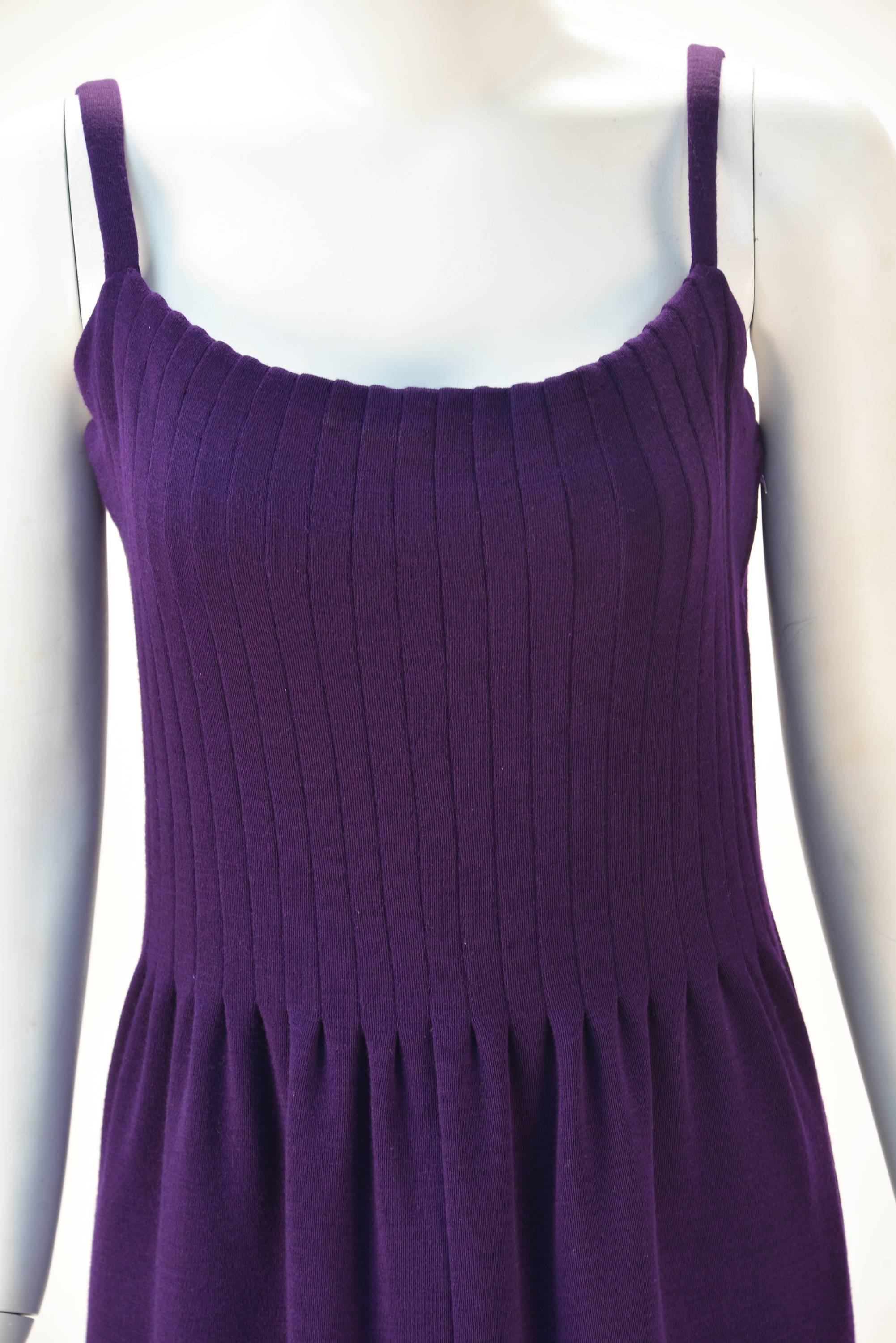 1980s Pauline Trigere Purple Dress and Fur Trimmed Cape 2