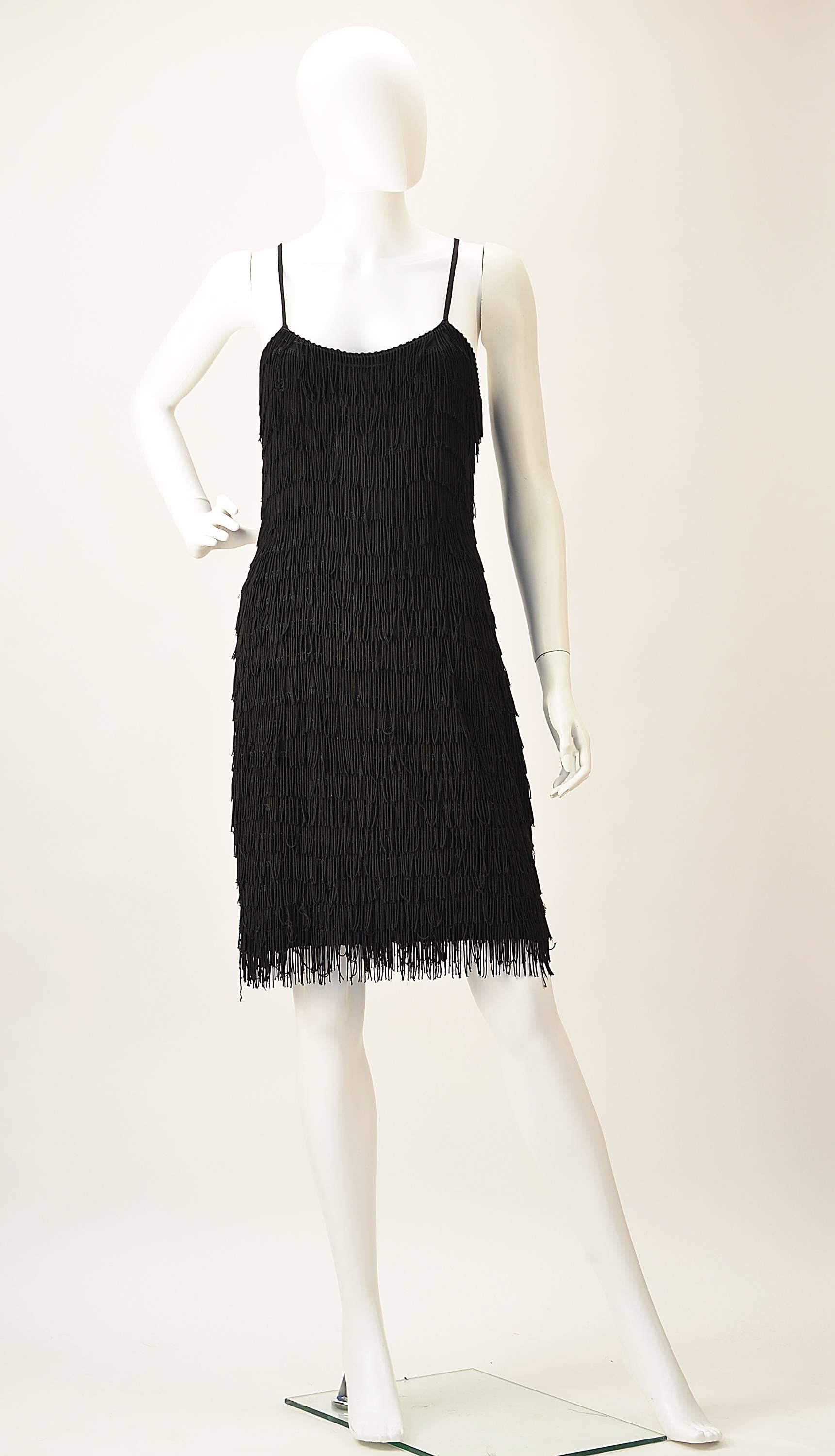 black fringe dresses