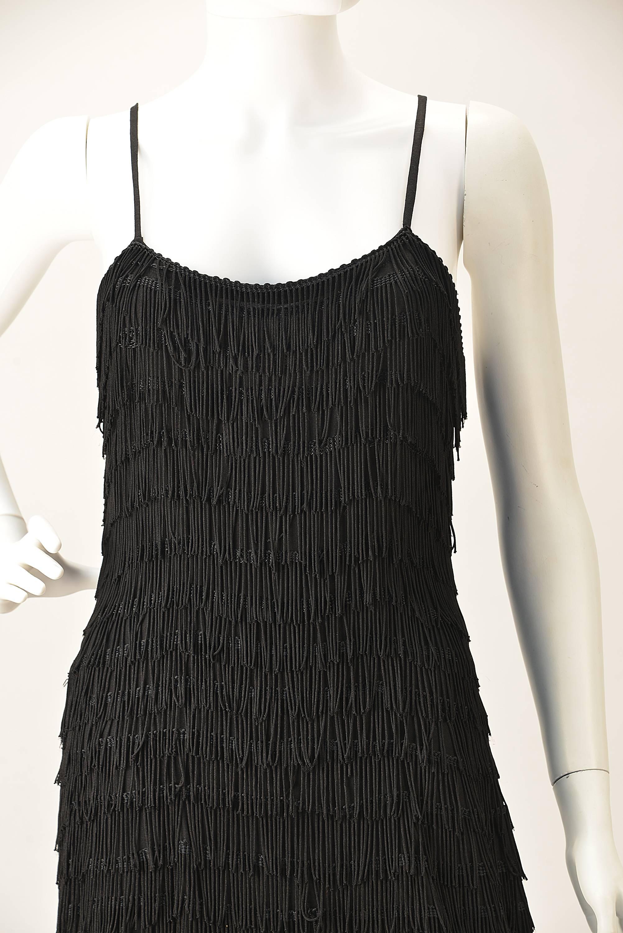 short black fringe dress