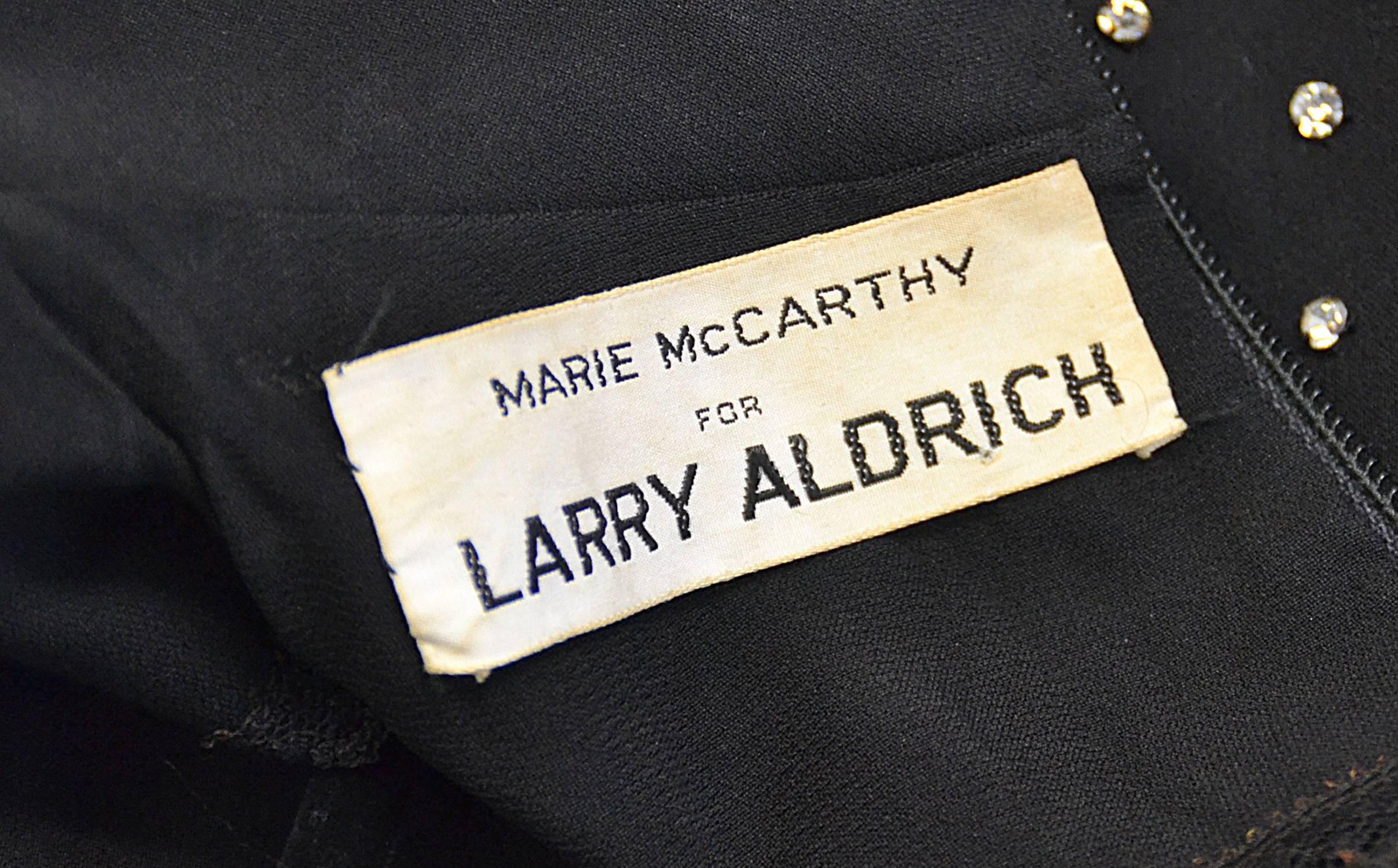 1960s Larry Aldrich Black Knit Rhinestone Dress 1
