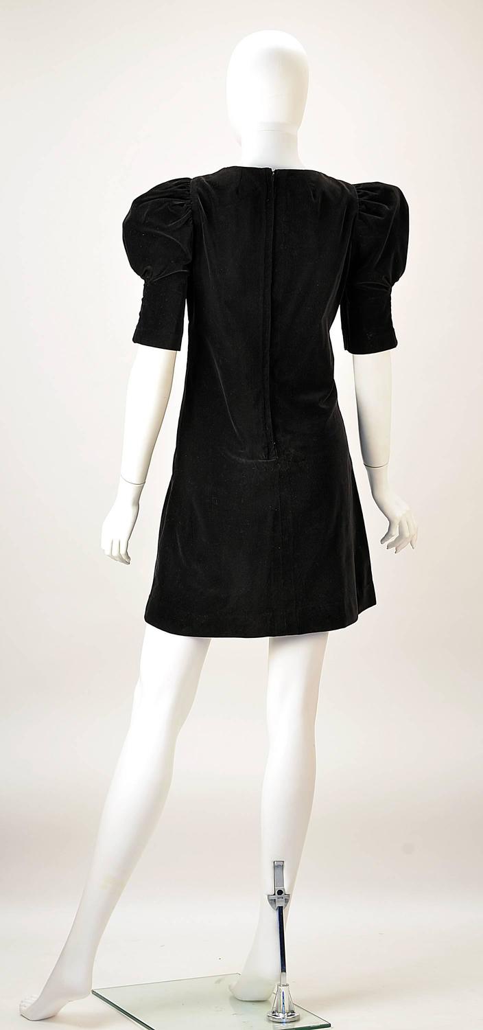 1960s Biba Black Velvet Formal Mini Dress For Sale at 1stdibs
