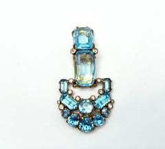 1930s Eisenberg Original Tourquise Rhinestone Fur Clip