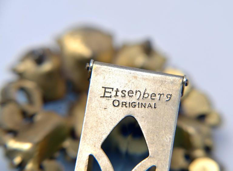 1930s Eisenberg Original Tourquise Rhinestone Fur Clip For Sale at