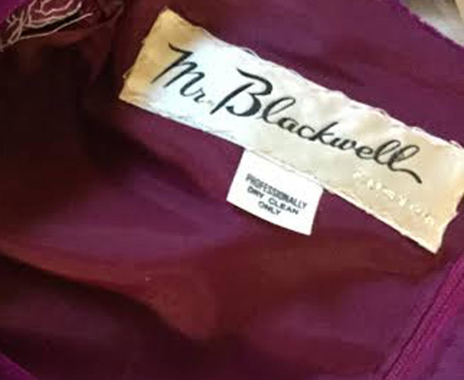 Women's 1960s Mr. Blackwell Custom Purple Velvet Evening Dress