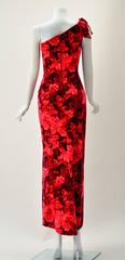 Betty Carol Mam'selle Red Floral Velvet Dress, 1960s