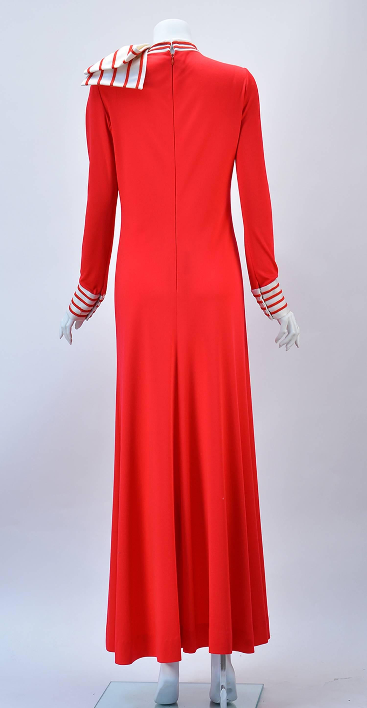 1970s Malcolm Star Red Knit Maxi Dress  In Good Condition For Sale In Houston, TX