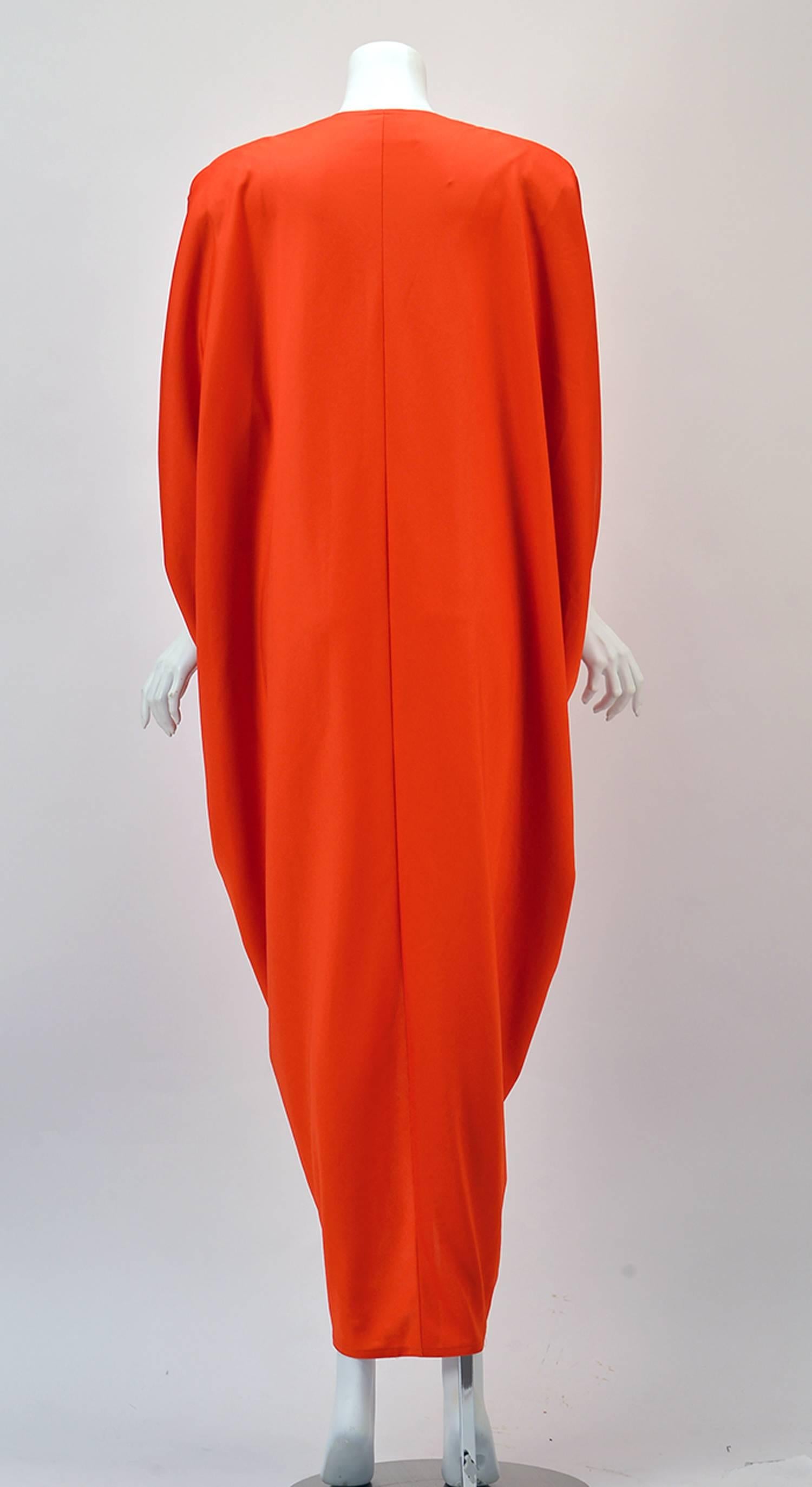 1970s Adele Simpson Red Knit Kaftan  In Excellent Condition In Houston, TX