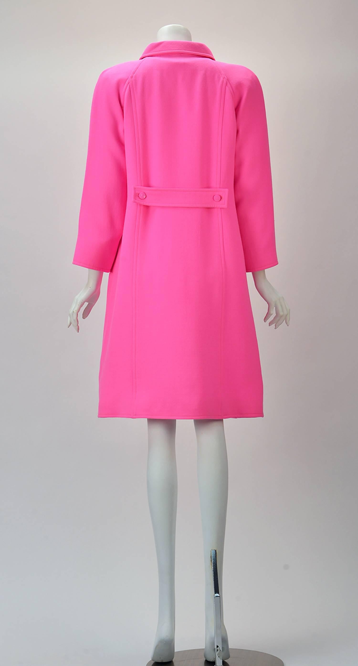 Courreges Paris Hot Pink Color Blocked Dress and Coat Ensemble  3