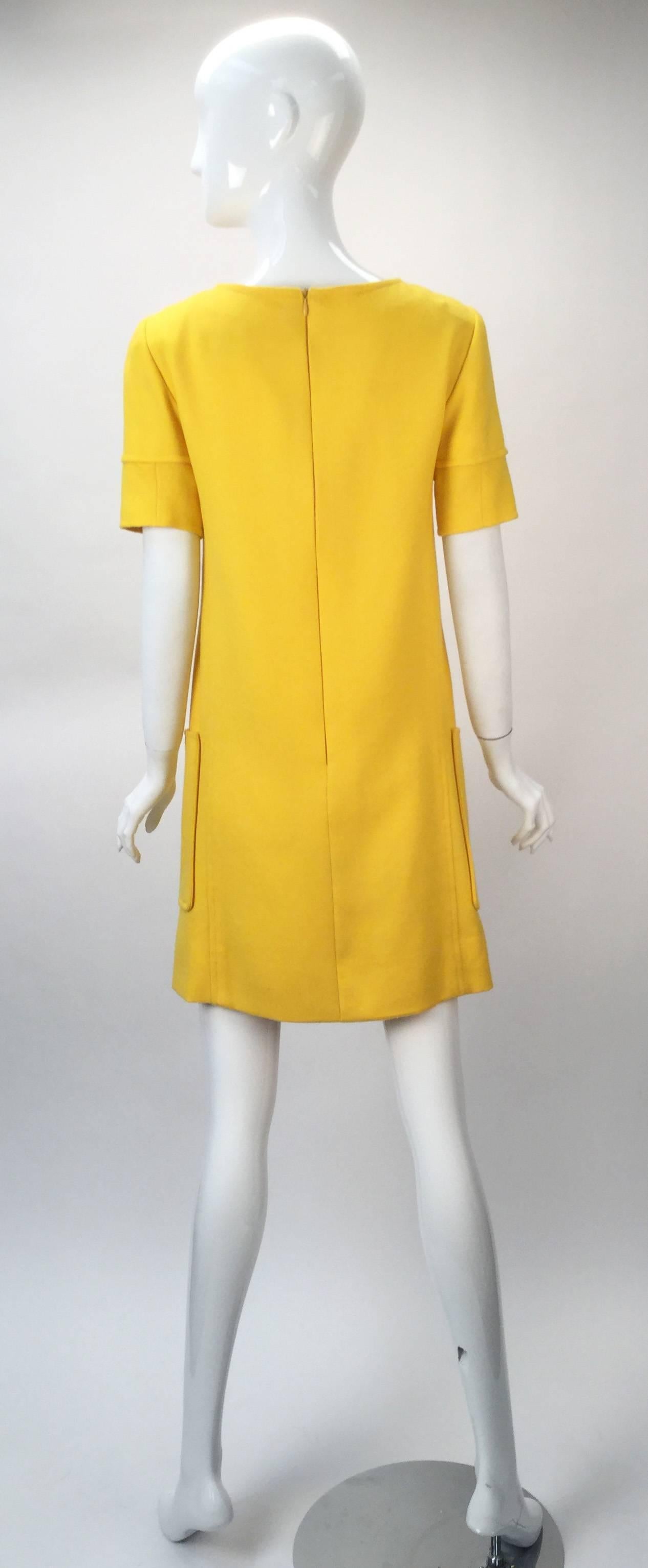 1980s Courreges Yellow Dress and Cropped Jacket Ensemble In Excellent Condition In Houston, TX