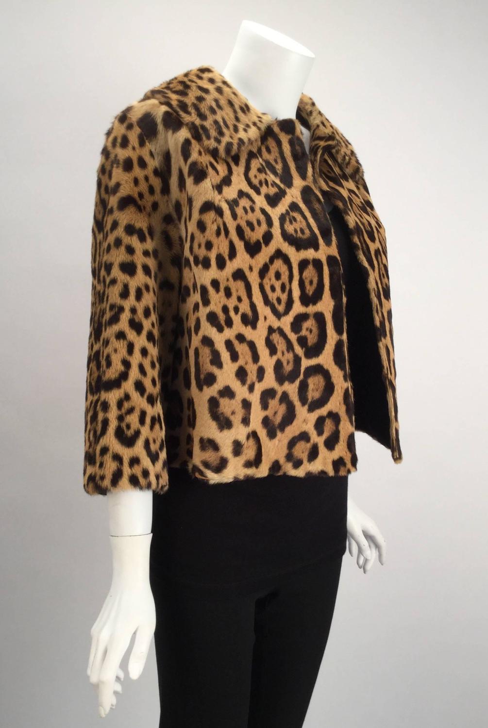 Late 1950s Stunning Leopard Fur Print Cropped Jacket and Beret For Sale ...
