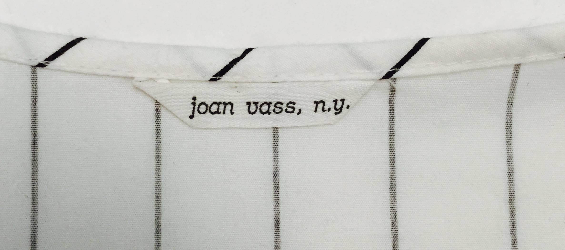80s Joan Vass White with Black Pinstripe Tiered Ruffled Dress Jacket 1